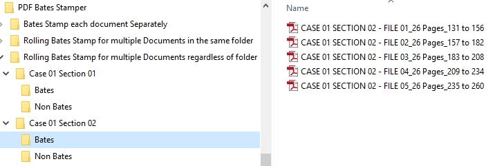 15 VDOCS Bates Stamping Results Multiple Cases multiple Files